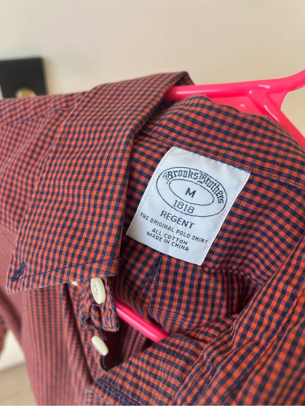Brooks Brothers Regent Red and Navy Mini-Check Cotton Shirt